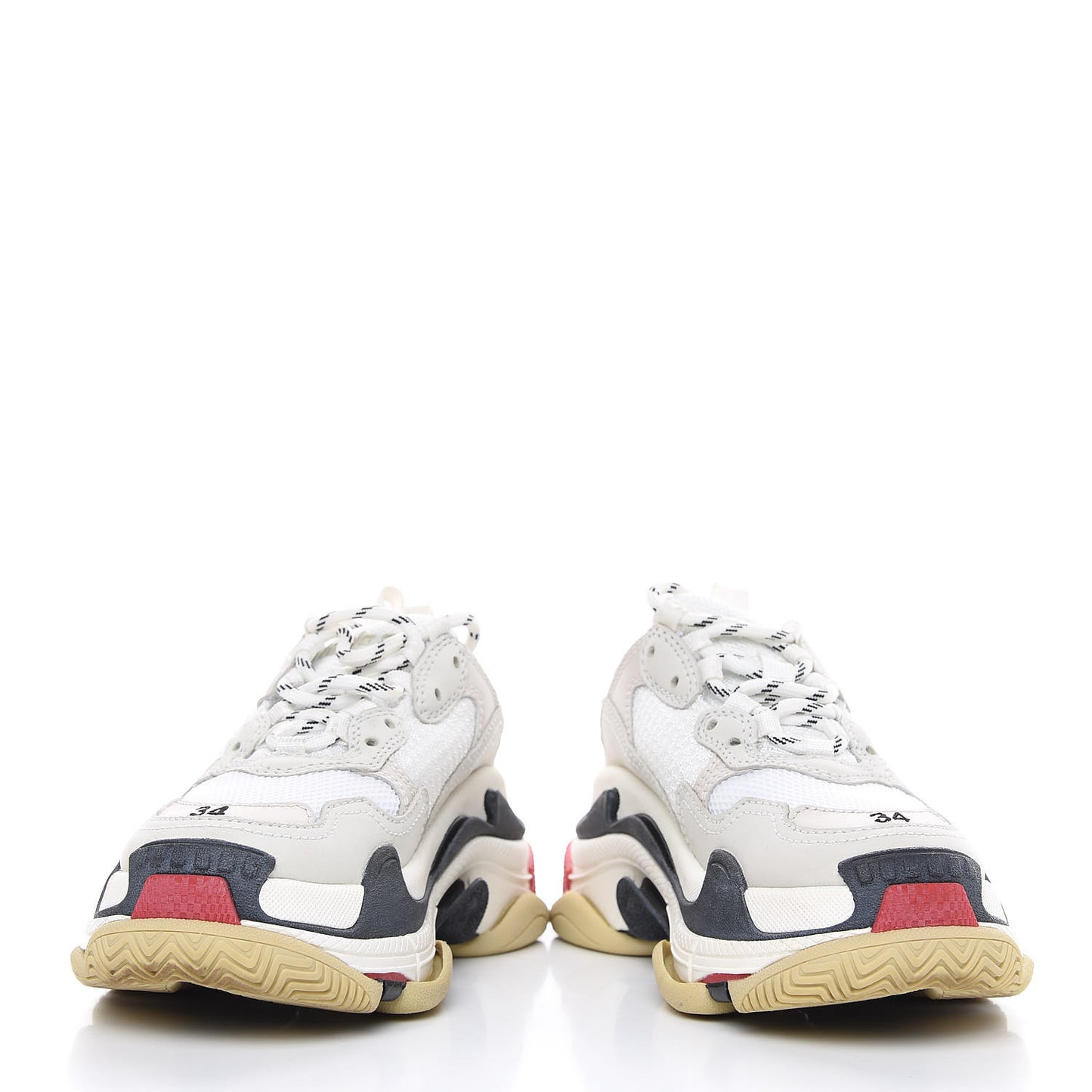Fabric Mesh Womens Triple S Sneakers 38 Grey Red White