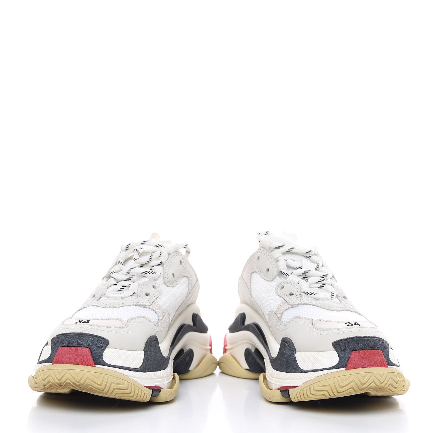 Balenciaga Fabric Mesh Womens Triple S Sneakers 38 Grey Red White 5 of 10