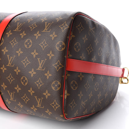 Louis Vuitton Calfskin Monogram Keepall Bandouliere 50 Coquelicot 9 of 10
