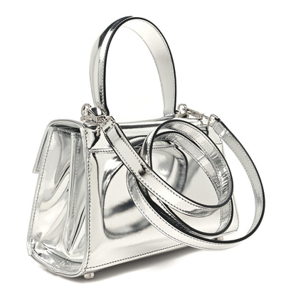 Salvatore Ferragamo Metallic Calfskin Small Iconic Top Handle Bag Argento 3 of 10