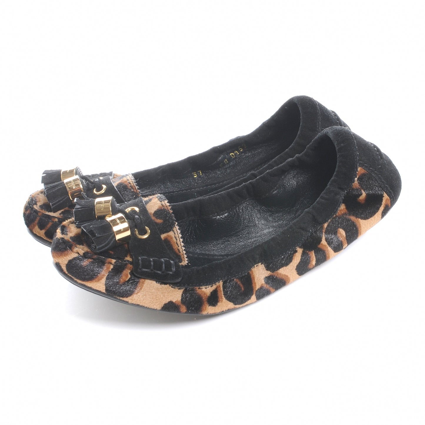 Leopard Pony Hair Ballerina Flats 37