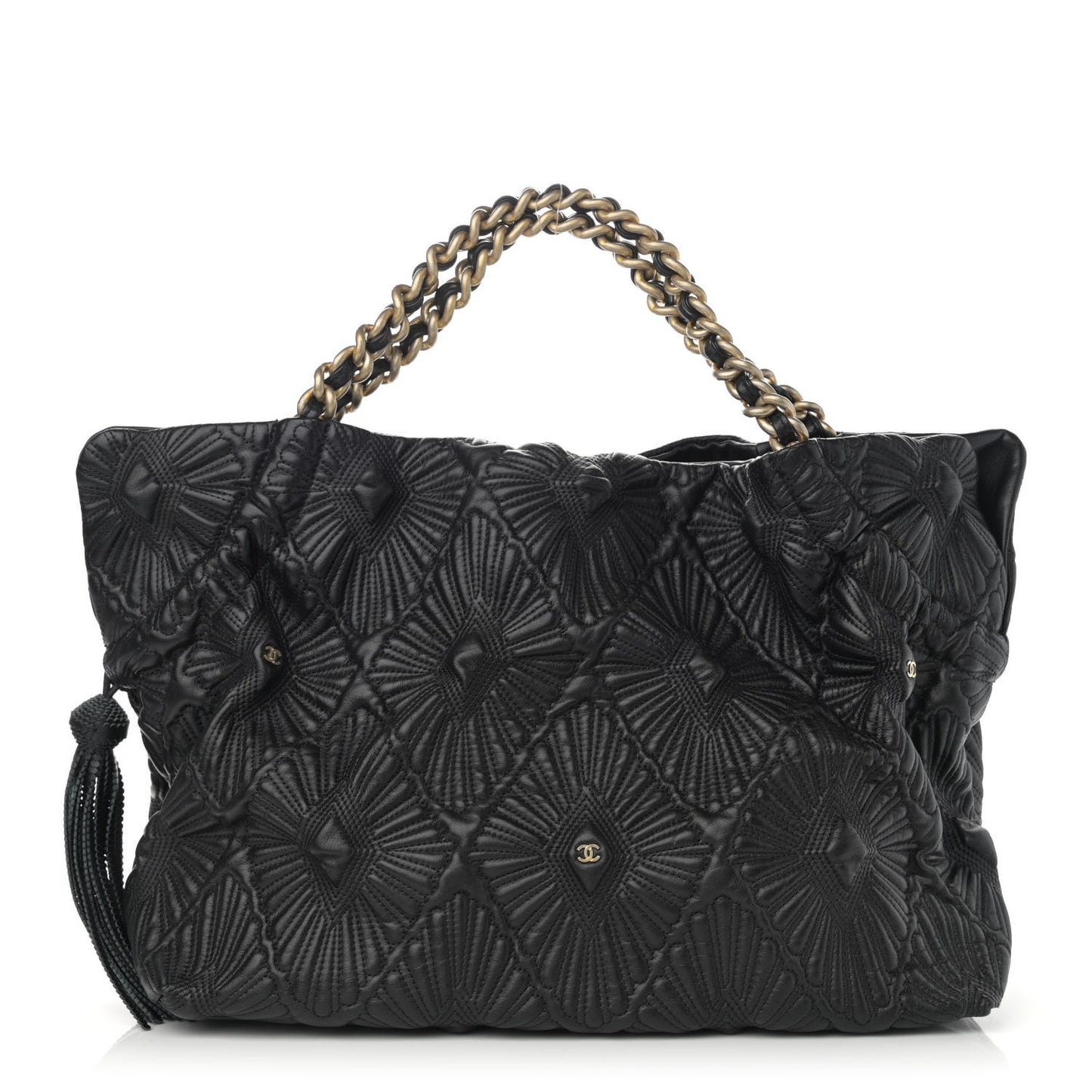 Calfskin Embroidered Ca D'Oro Tote Black