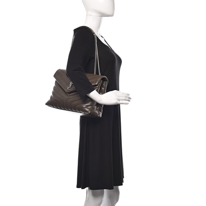 Saint Laurent Calfskin Y Quilted Monogram Medium Loulou Chain Satchel Kaki Fonce 2 of 8