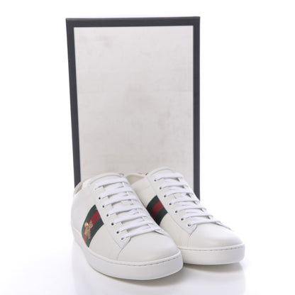Gucci Calfskin Web Bee Embroidered Womens Ace Sneakers 39.5 White Green 10 of 10