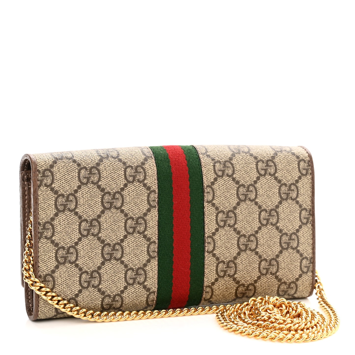 GG Supreme Monogram Web Ophidia Wallet On Chain Brown