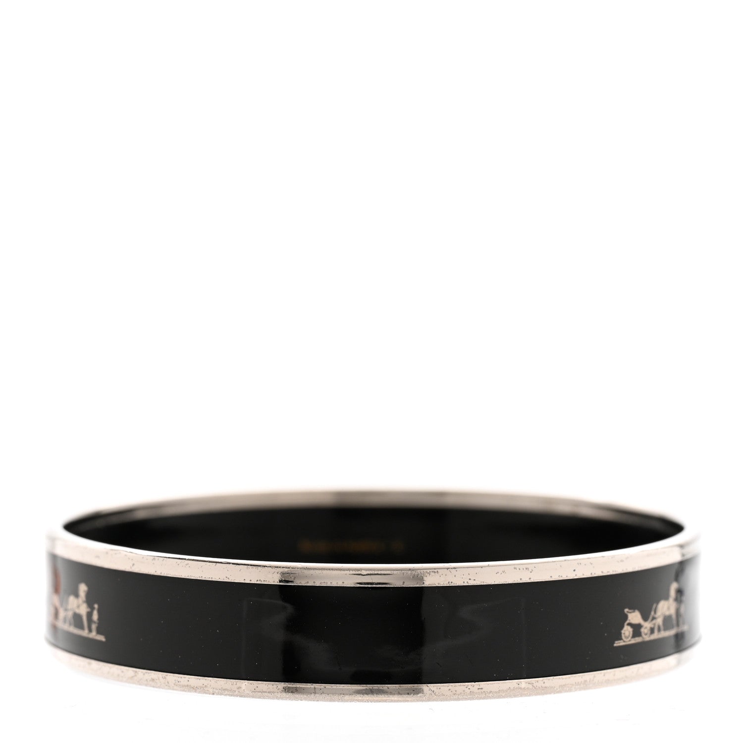 Hermes Enamel Printed Medium Caleche Bracelet 62 Black 3 of 7