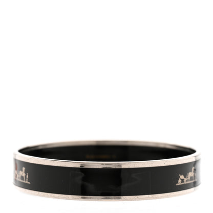 Hermes Enamel Printed Medium Caleche Bracelet 62 Black 3 of 7