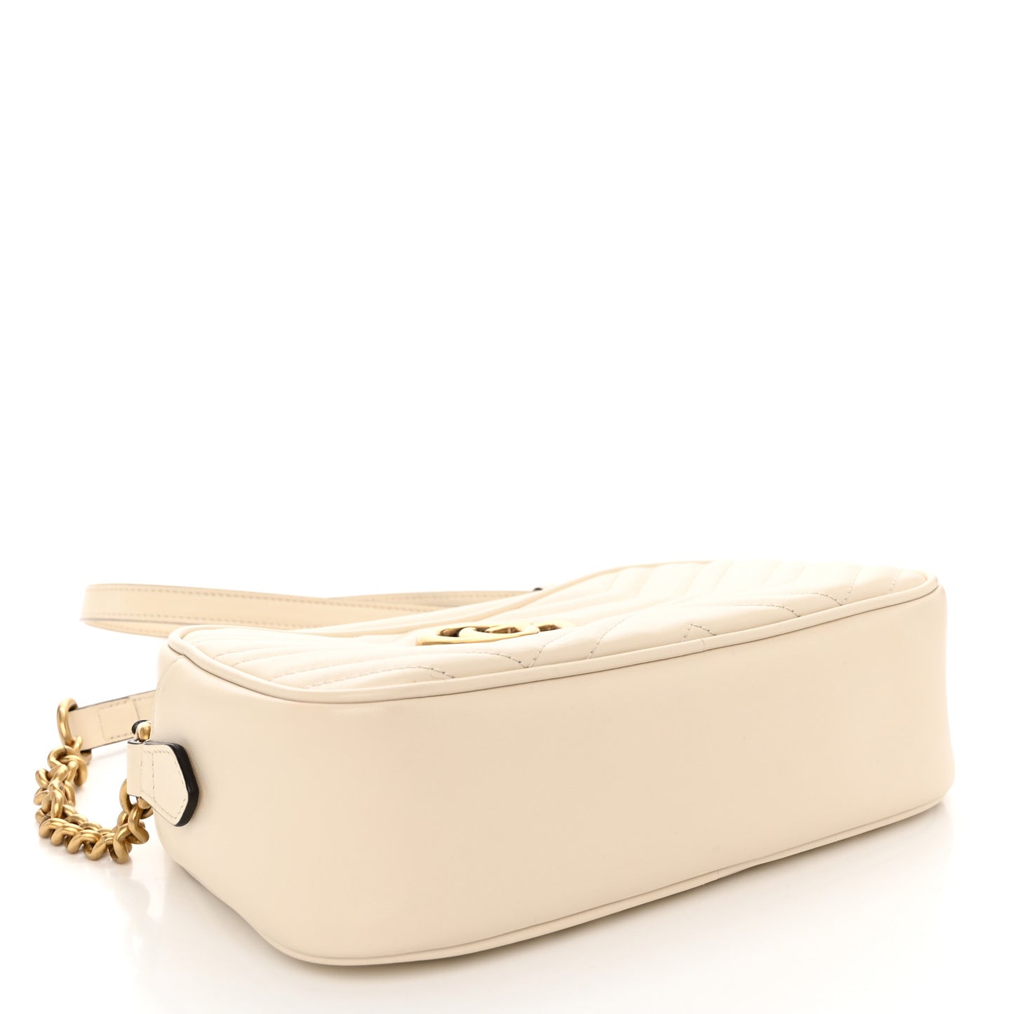 Calfskin Matelasse Small GG Marmont Chain Shoulder Bag White