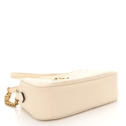 Gucci Calfskin Matelasse Small GG Marmont Chain Shoulder Bag White 4 of 10