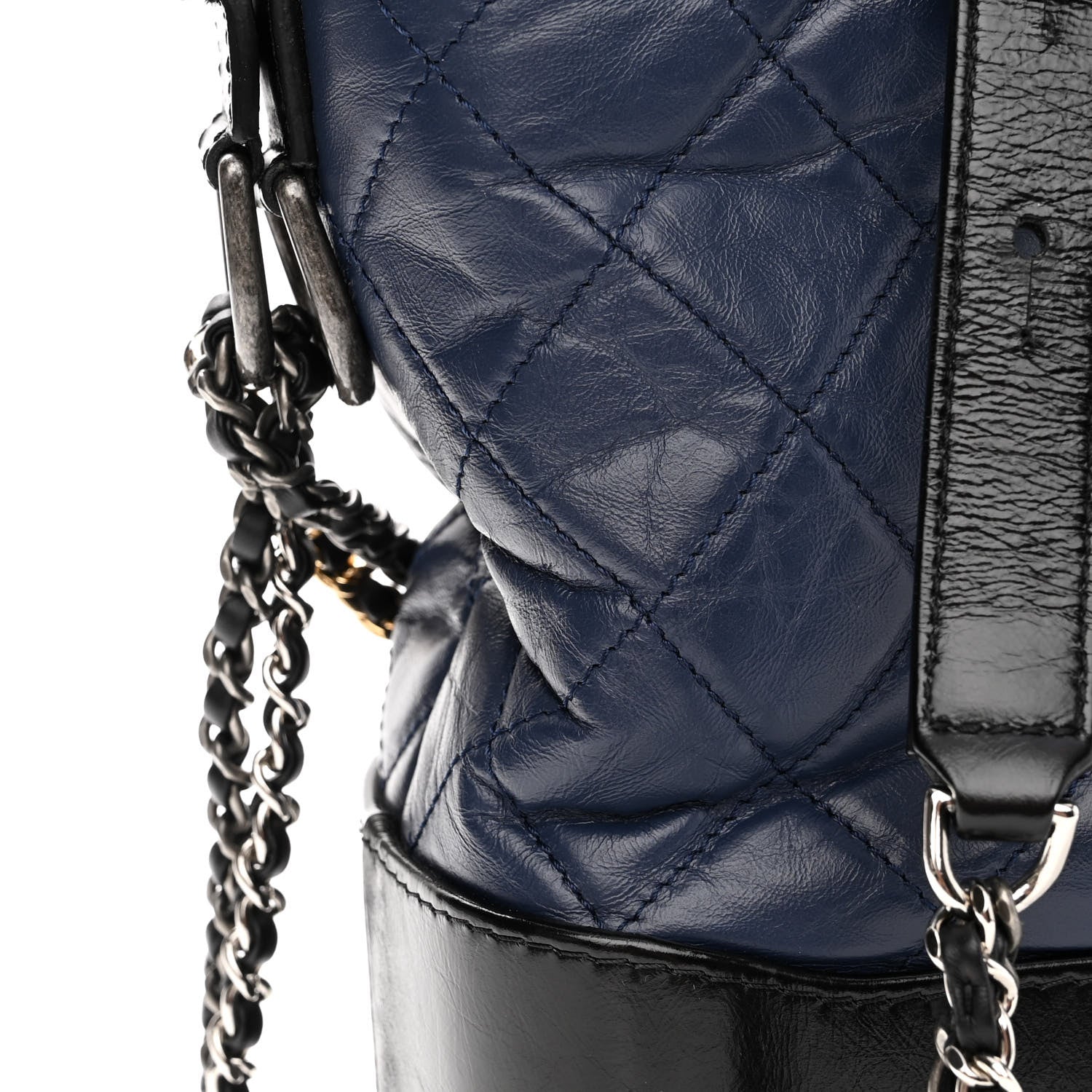 Chanel Aged Calfskin Quilted Medium Gabrielle Hobo Navy Black 10 of 11