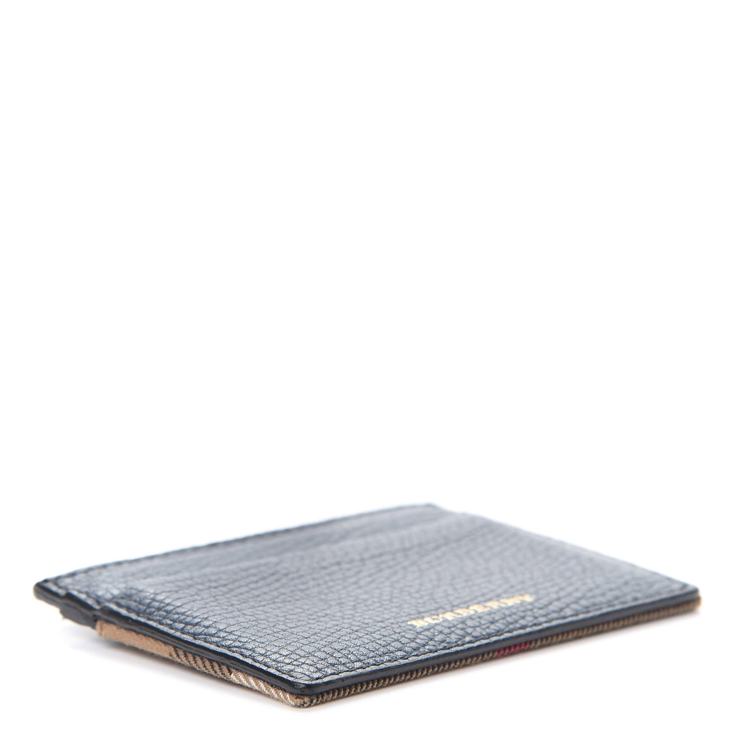 Burberry Grainy Calfskin House Check Sandon Card Case Navy 4 of 9