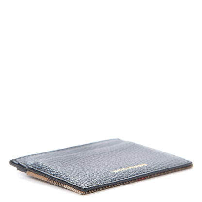Burberry Grainy Calfskin House Check Sandon Card Case Navy 4 of 9