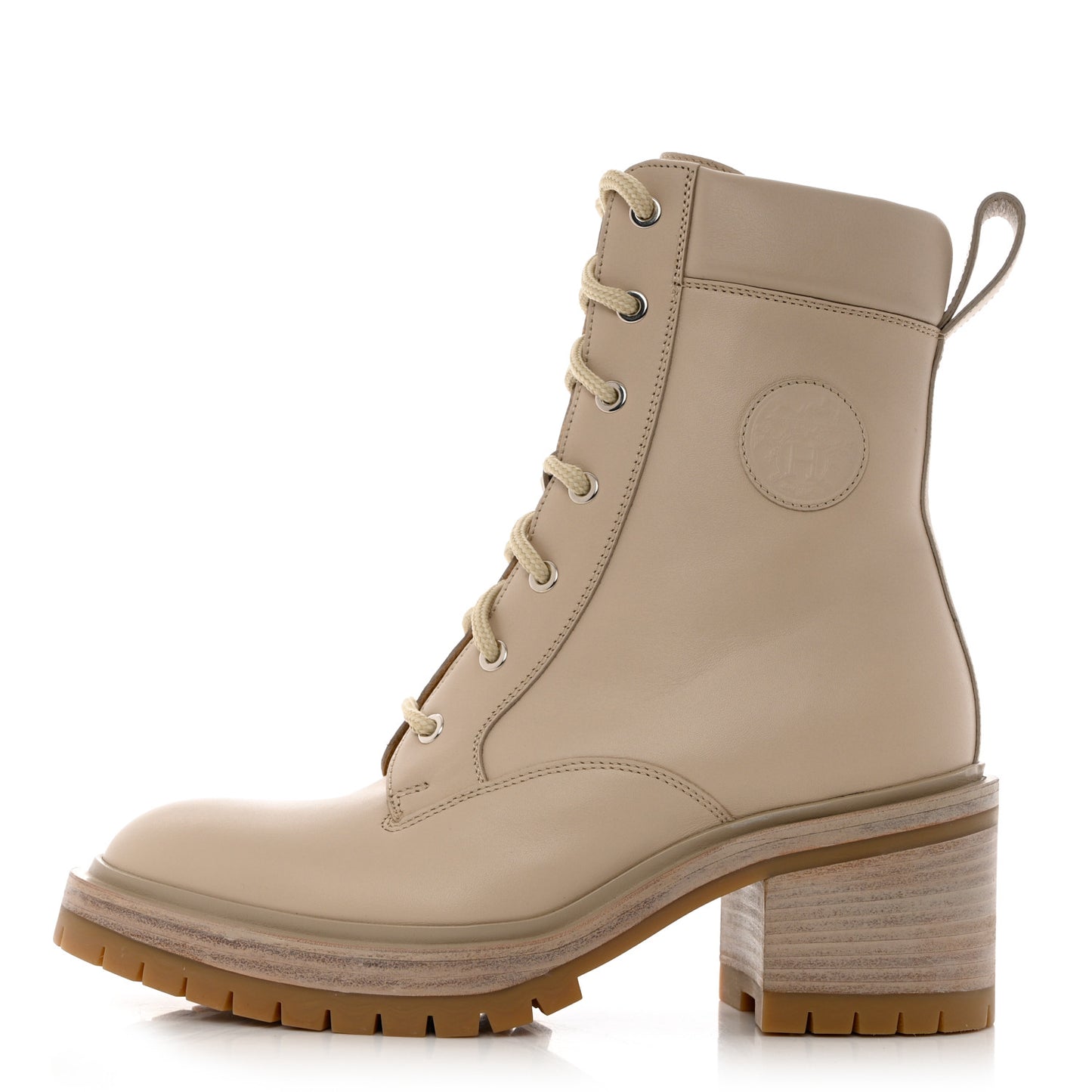 Calfskin Bridge Ankle Boots 37 Beige Grege