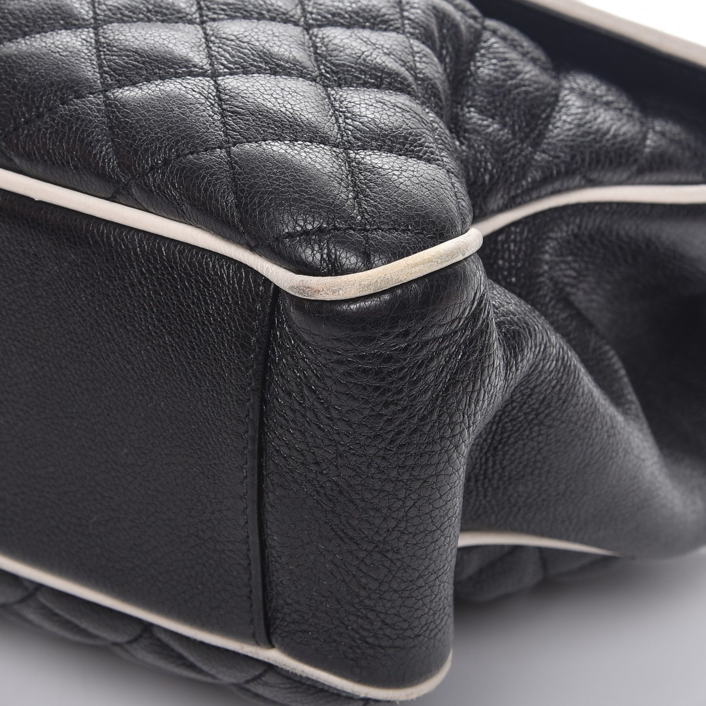 Calfskin Mixed Matelasse Triquilt Large Monogram Envelope Satchel Black White