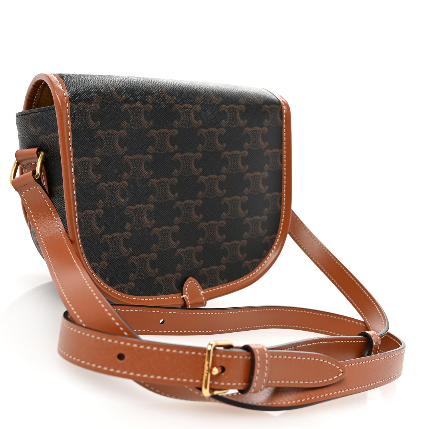 Celine Triomphe Canvas Medium Folco Bag Tan 3 of 9