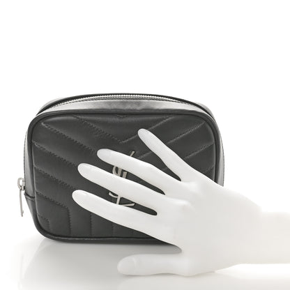 Saint Laurent Lambskin Y Quilted Monogram Loulou Cosmetic Case Asphalt Grey 2 of 9