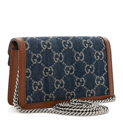 Gucci New Denim GG Monogram Dollar Calfskin Enamel Super Mini Dionysus Shoulder Bag Blue Tea Cuir Epilog Electric Blue 3 of 9