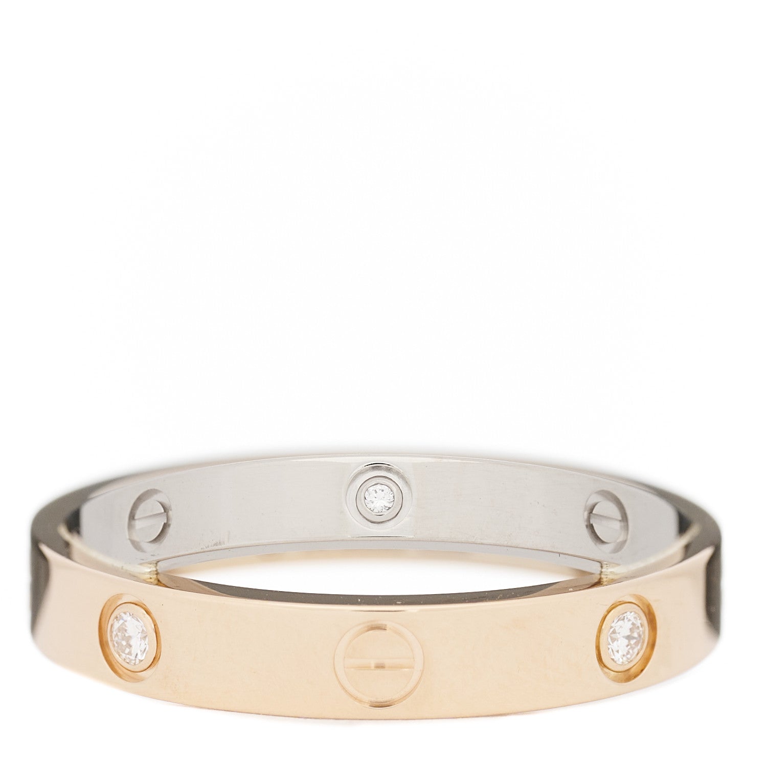 Cartier 18K Pink White Gold 6 Diamond LOVE Ring 51 5.75 1 of 4