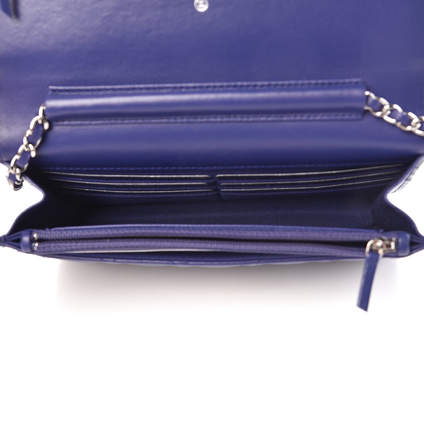 Lambskin Quilted Wallet On Chain WOC Dark Blue