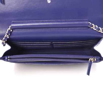 Chanel Lambskin Quilted Wallet On Chain WOC Dark Blue 6 of 12