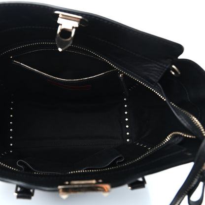 Valentino Garavani Vitello Rockstud Double Handle Tote Black 5 of 9