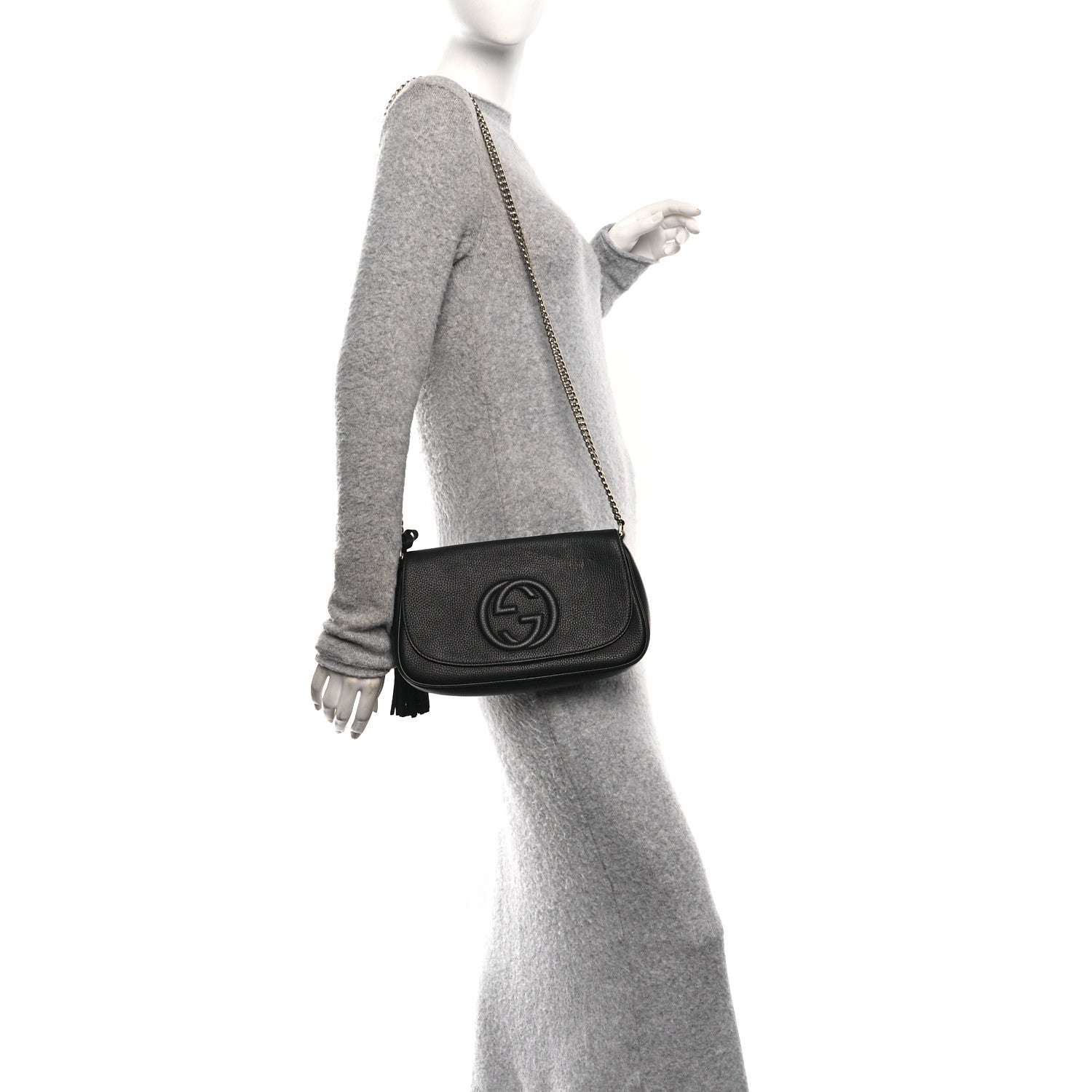 Gucci Pebbled Calfskin Medium Soho Flap Crossbody Black 2 of 11