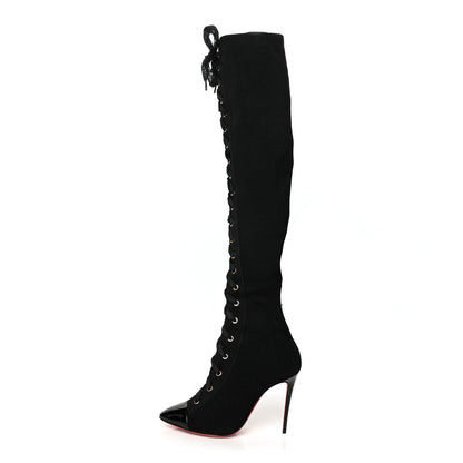 Christian Louboutin Patent Maille Tricot Frenchie 100 Sock Boots 37.5 Black 1 of 7