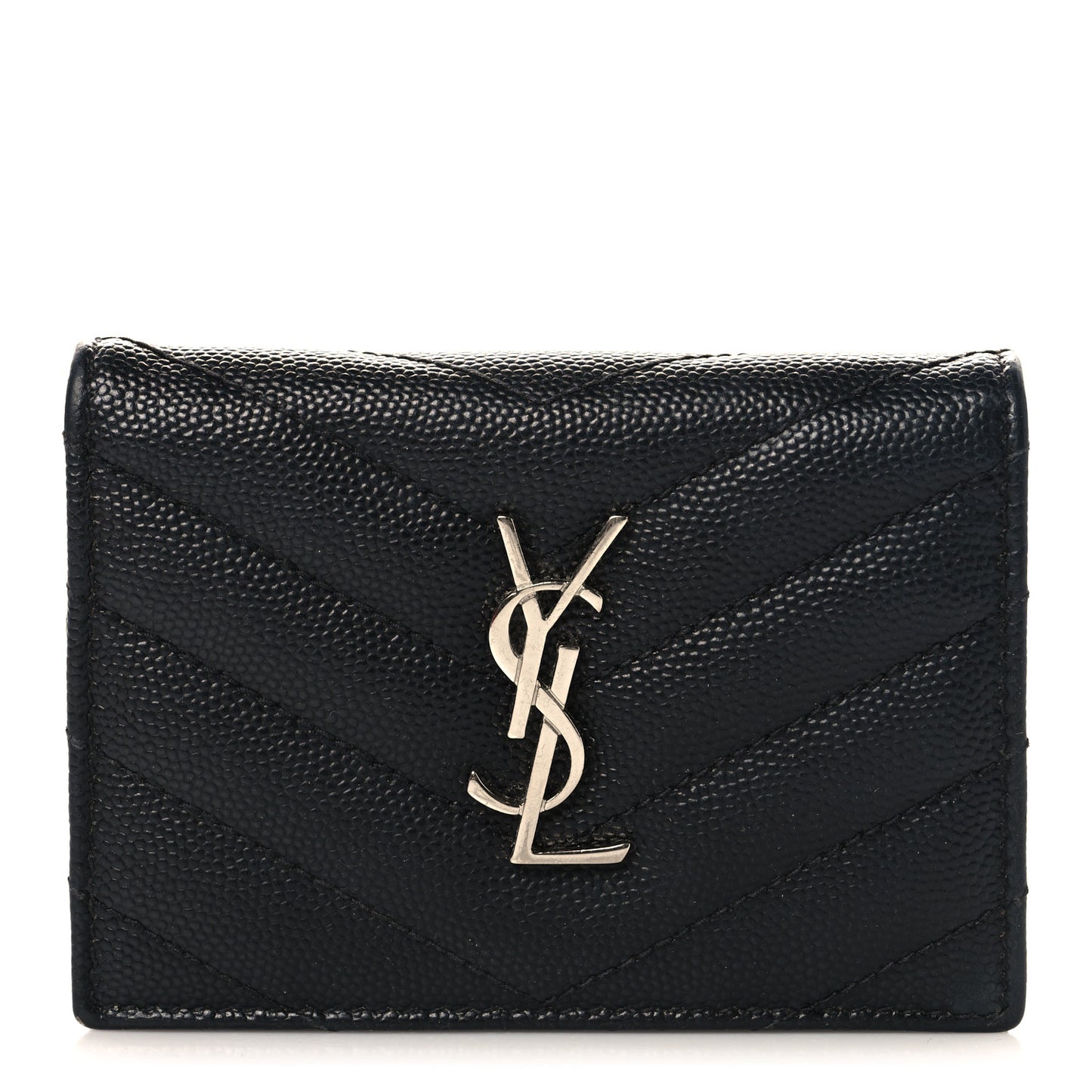 Grain De Poudre Matelasse Chevron Monogram Card Case Black