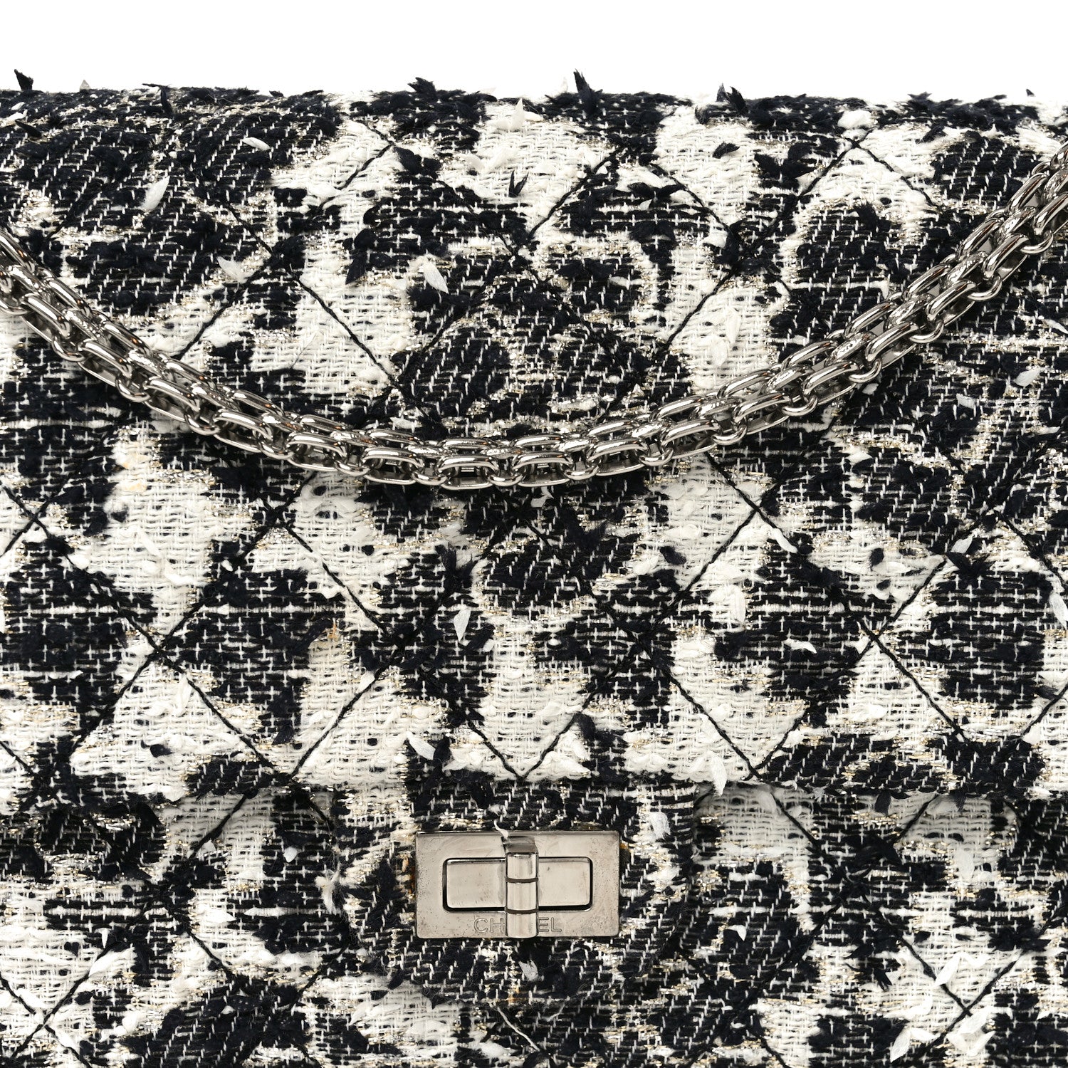 Chanel Tweed Camellia Quilted 2.55 Reissue 226 Flap Ecru 7 of 10