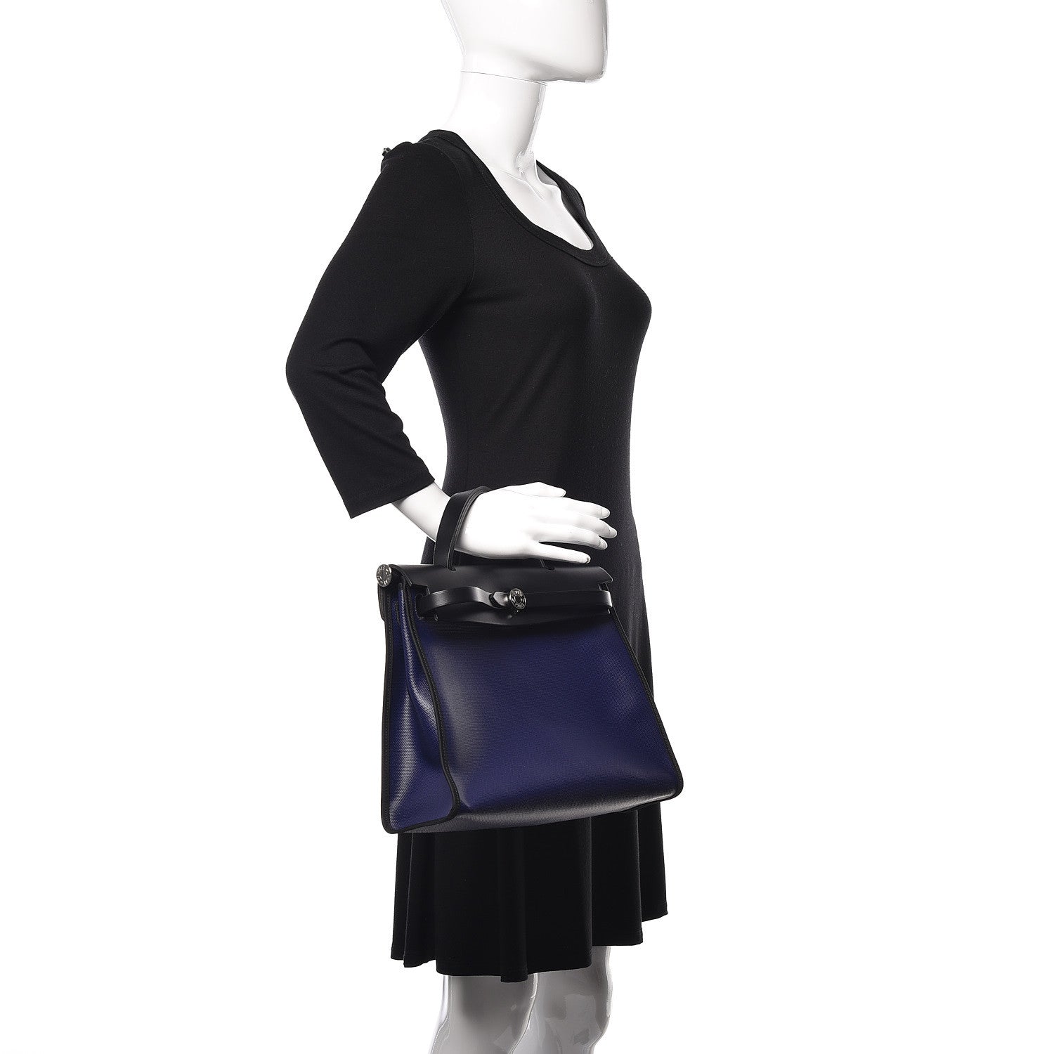 Hermes Toile H Berline Vache Hunter Herbag Zip PM 31 Bleu Encre Black 2 of 12