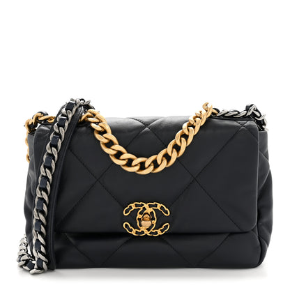 Chanel Goatskin Quilted Medium Chanel 19 Flap Navy Blue 1 of 15