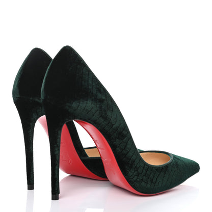 Christian Louboutin Velluto Stamp Iriza 100 Pumps 36.5 Verde 3 of 4