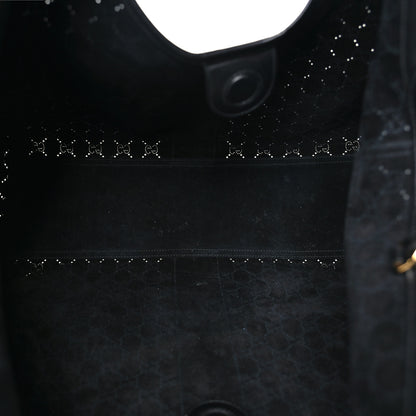 Gucci Soft Perforated Calfskin Large Giglio Tote Black 6 of 10