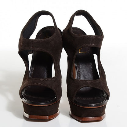 Saint Laurent Leather Stretch 105 Platform Sandals 38 Brown 2 of 14