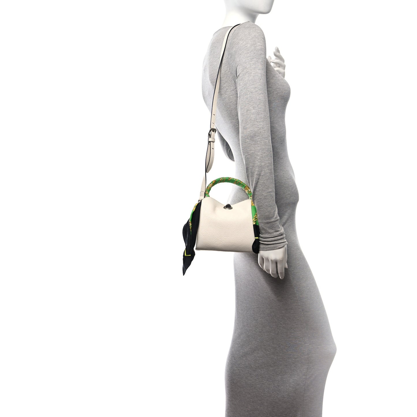 Goatskin XS Flap Scarf Top Handle Bag White