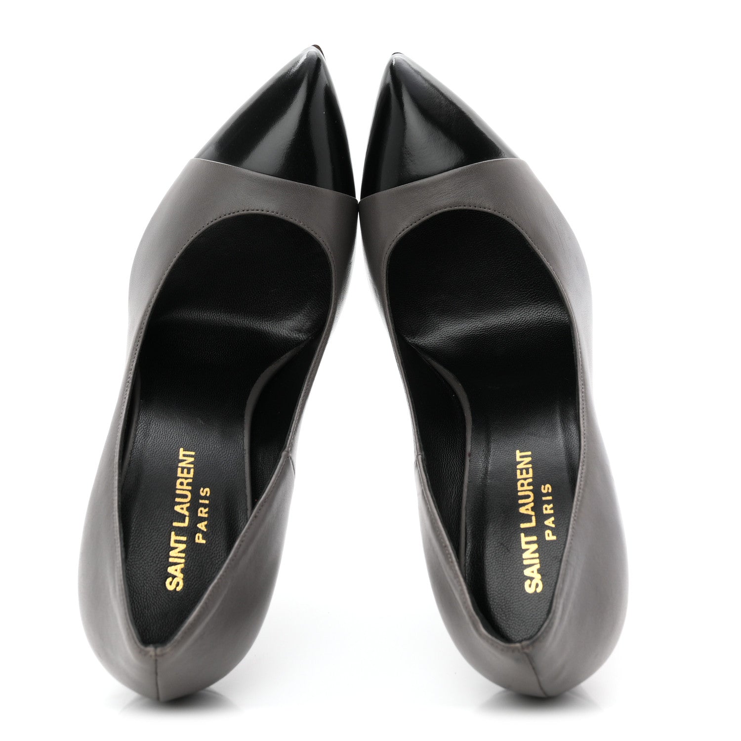 Saint Laurent Calfskin Cap Toe Janis 105 Platform Pumps 39.5 Grey 2 of 9