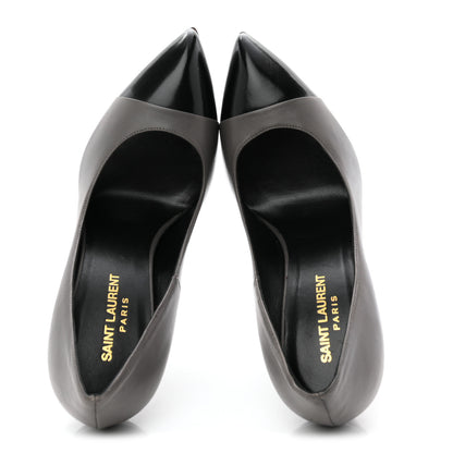 Saint Laurent Calfskin Cap Toe Janis 105 Platform Pumps 39.5 Grey 2 of 9