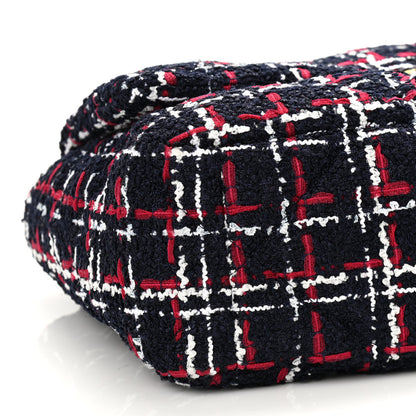 Chanel Tweed Quilted Large Chanel 19 Flap Navy Blue White Red 9 of 10