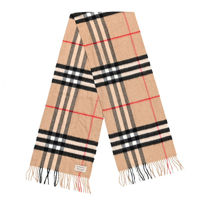 Burberry Cashmere Giant Check Fringe Scarf Camel 2 of 4