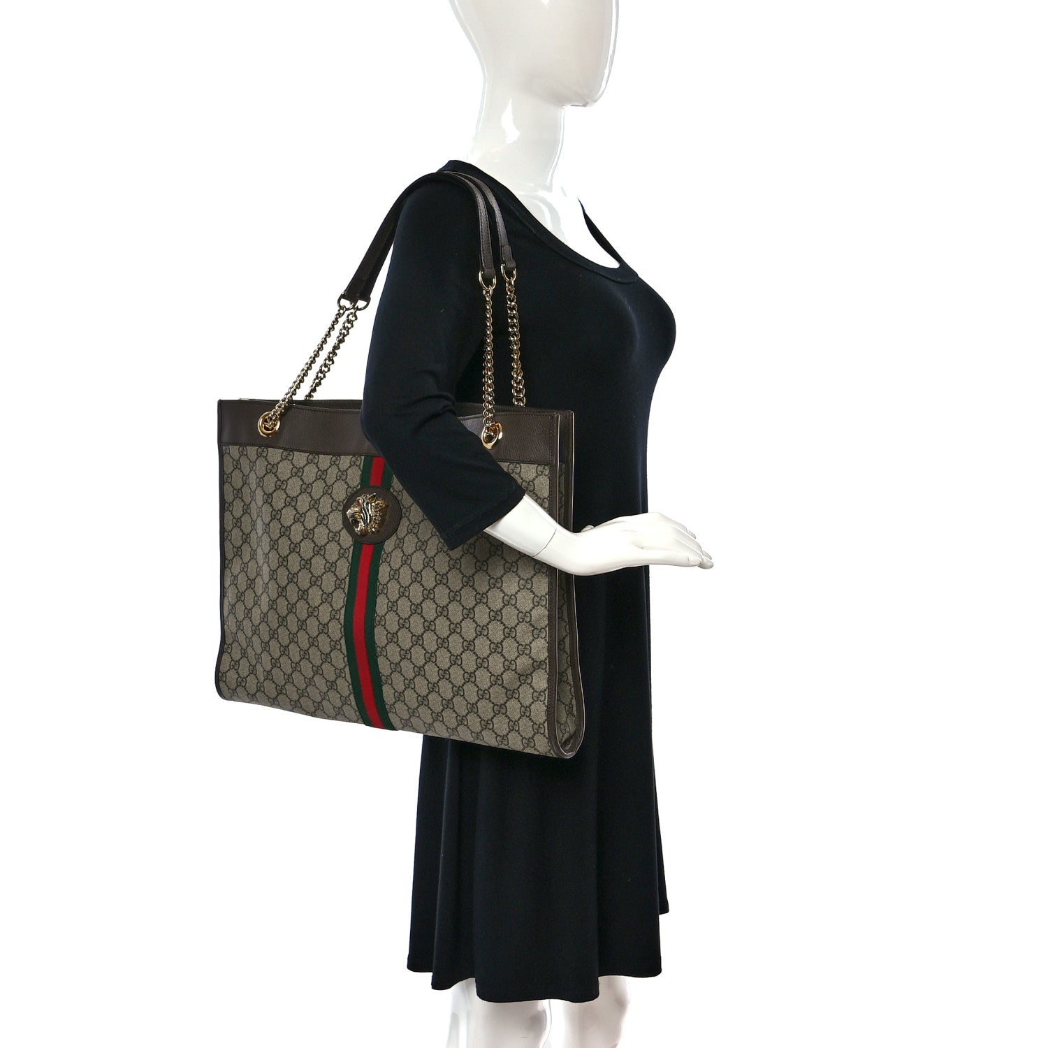 Gucci GG Supreme Monogram Large Rajah Chain Tote Beige New Acero 2 of 12