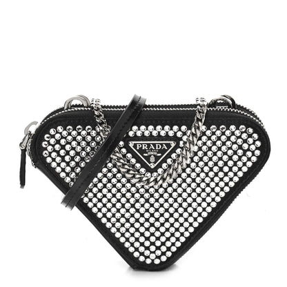 Prada Satin Crystal Mini Triangle Crossbody Pouch Cristal 1 of 6