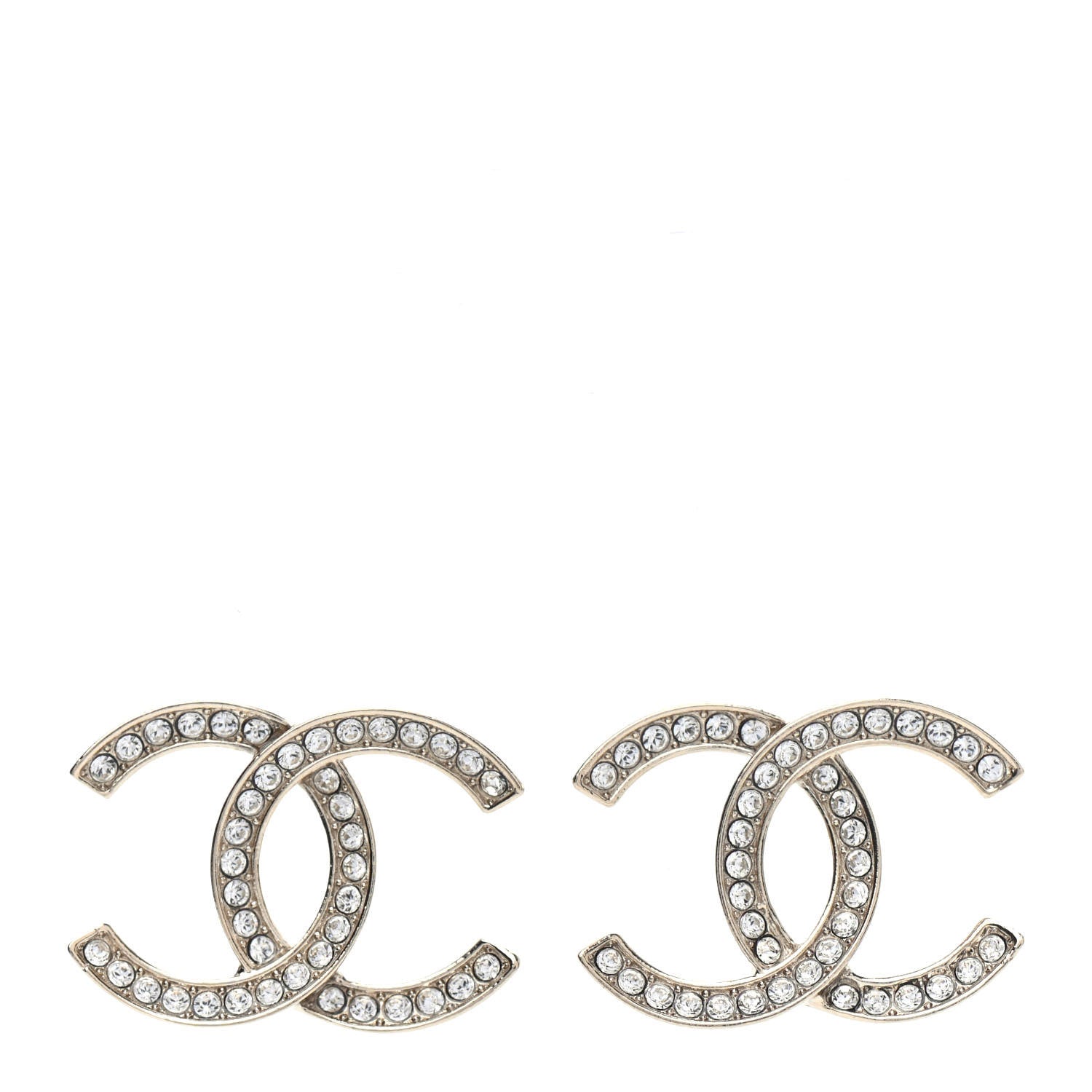 Chanel Crystal Large CC Earrings Silver 1 of 4