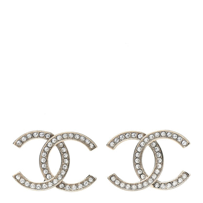 Chanel Crystal Large CC Earrings Silver 1 of 4