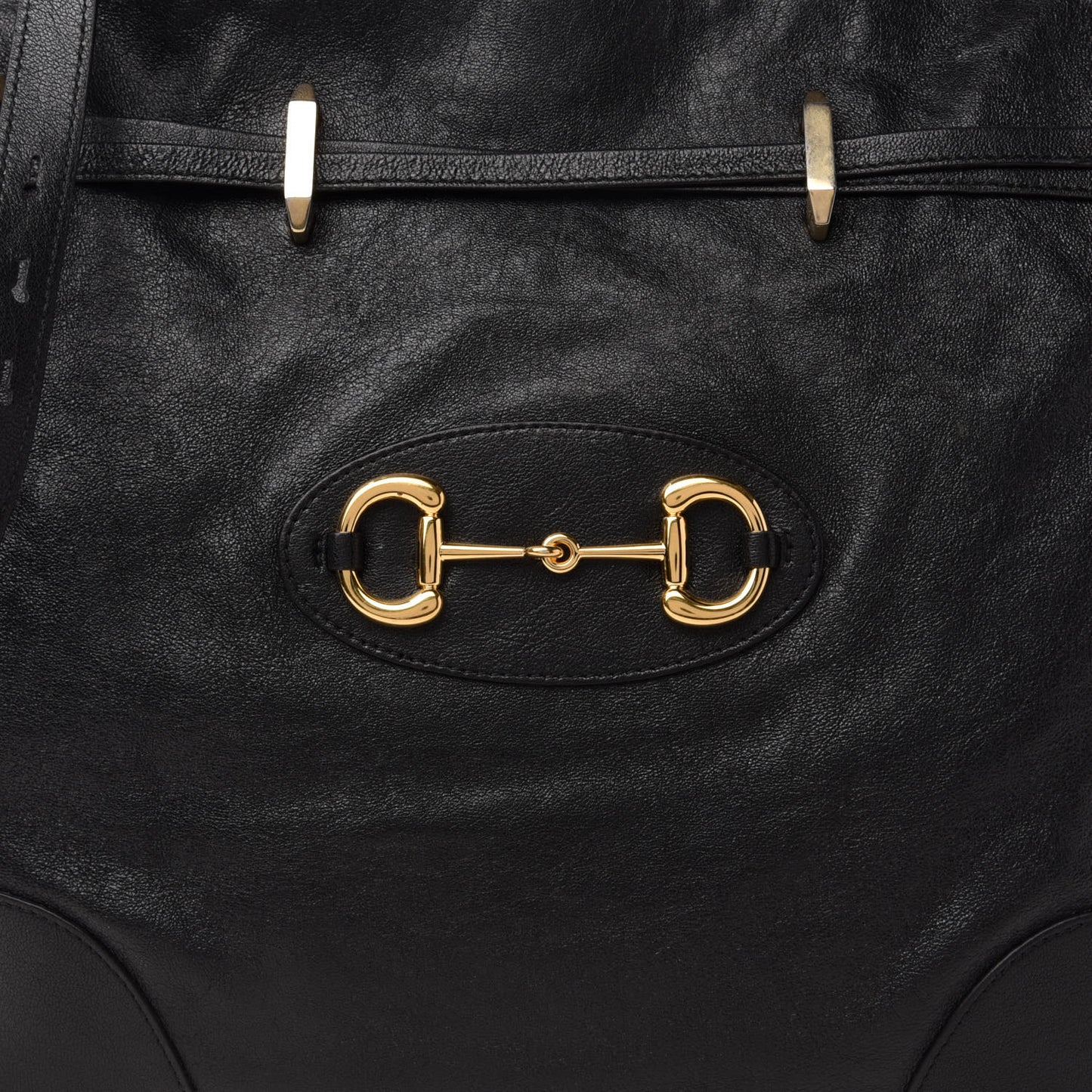 Sakai Calfskin Horsebit 1955 Cinch Top Messenger Bag Black