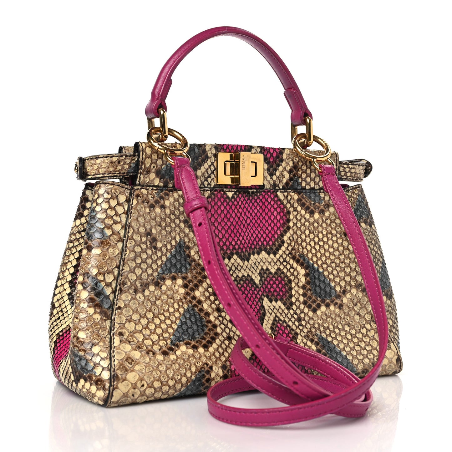 Snakeskin Mini Peekaboo Iconic Satchel Daisy Roccia Magenta