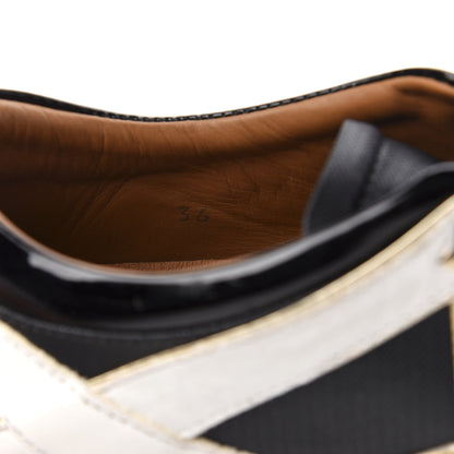 Jimmy Choo Canvas Patent Calfskin London Low Top Sneakers 36 Black Gold 10 of 12