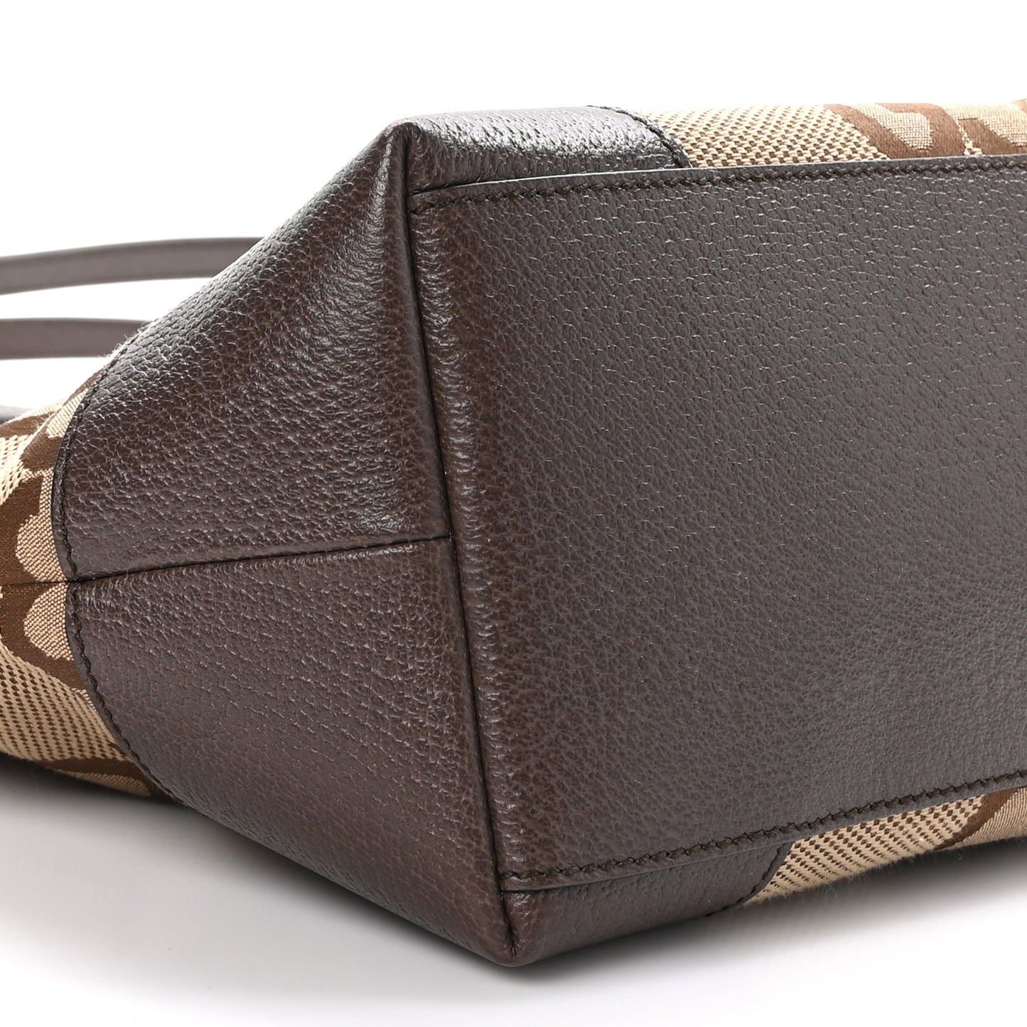 Monogram Jumbo GG Textured Dollar Calfskin Web Medium Ophidia Shopping Tote Camel Ebony