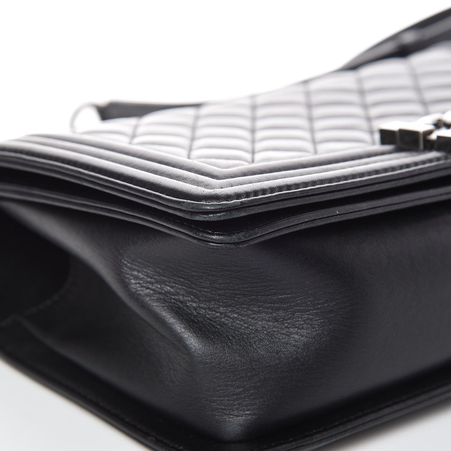 Metallic Calfskin Quilted Medium Boy Flap Black