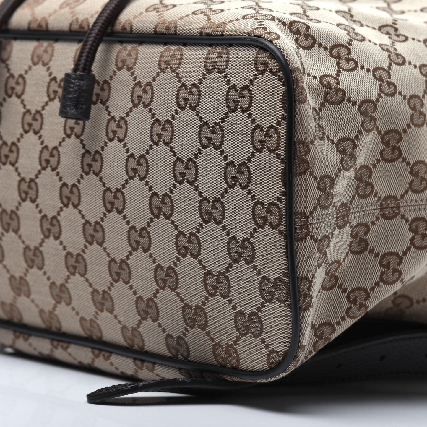 Monogram Dollar Calfskin O Drawstring Backpack Beige Ebony Testa di Moro Dark Chocolate
