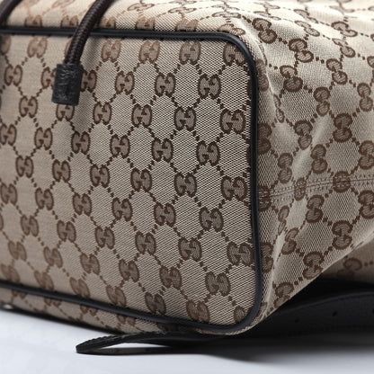 Gucci Monogram Dollar Calfskin O Drawstring Backpack Beige Ebony Testa di Moro Dark Chocolate 6 of 18